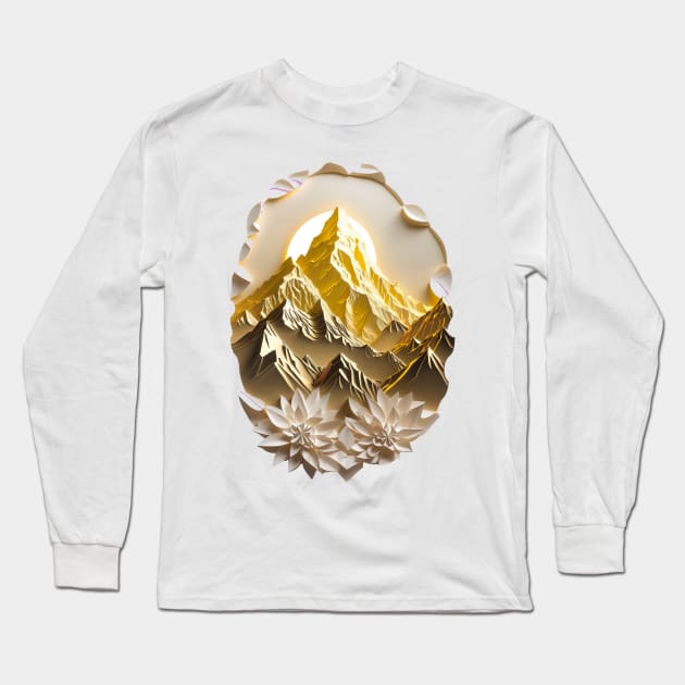 Paper quilling art - Golden mountains ! Long Sleeve T-Shirt by UmagineArts